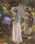 John Singer Sargent Two Girl with Parasols at Fladbury oil